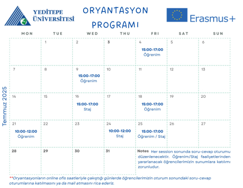 Oryantasyon Takvimi